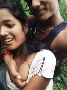 village girl kissing and boobs pressing selfies 002