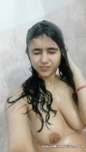 beautiful brahmin girl naked selfies in bathroom 011